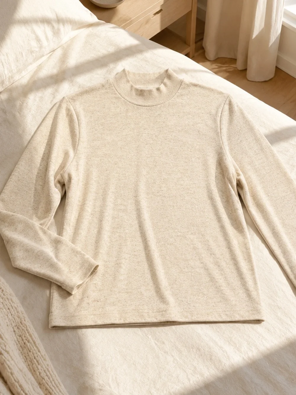 Vince Fine Knit Mock Neck Sweater Oatmeal Beige Long Sleeve Medium - Picture 1 of 8